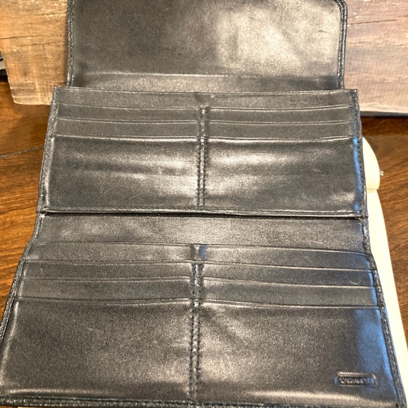 Coach Black Leather Trifold Credit Card Long Wallet - Picture 3 of 9